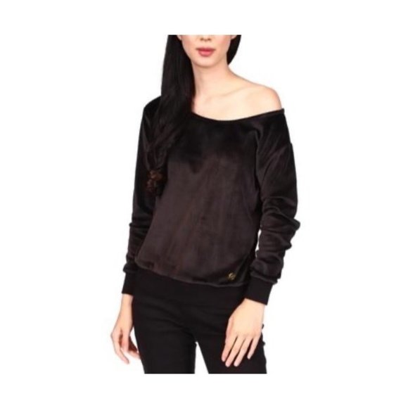 Michael Michael Kors Petite Off-the-Shoulder Velour Top Size P/XL - Picture 1 of 6